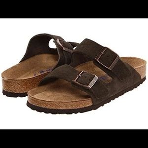 Kids Birkenstock brown suede Arizona Slide